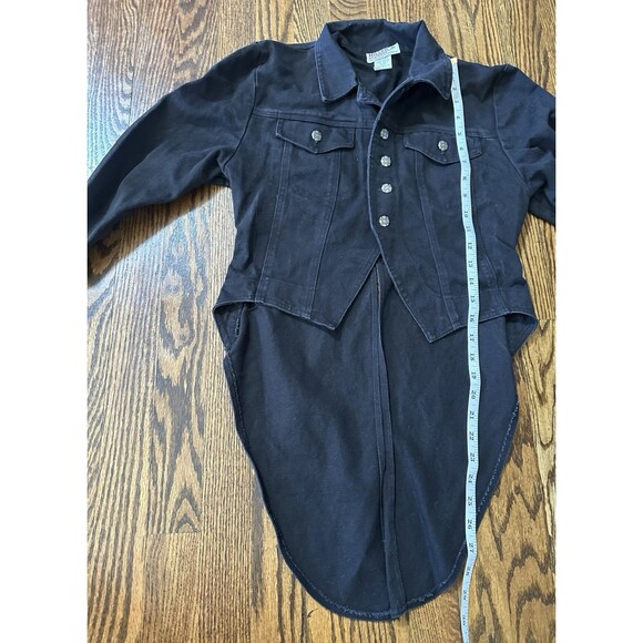 Vintage Miller Stockman Womens Black Denim Jacket Tuxedo Tails Sz XS 100% Cotton - Picture 5 of 6